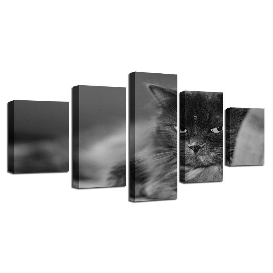 Cute Cat 5 Piece HD Multi Panel Canvas Wall Art Frame-Original Frame