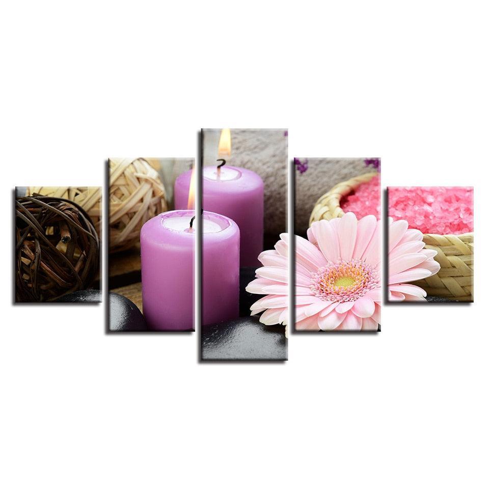 Gerbera Jamesonii Bolus 5 Piece HD Multi Panel Canvas Wall Art Frame-Original Frame