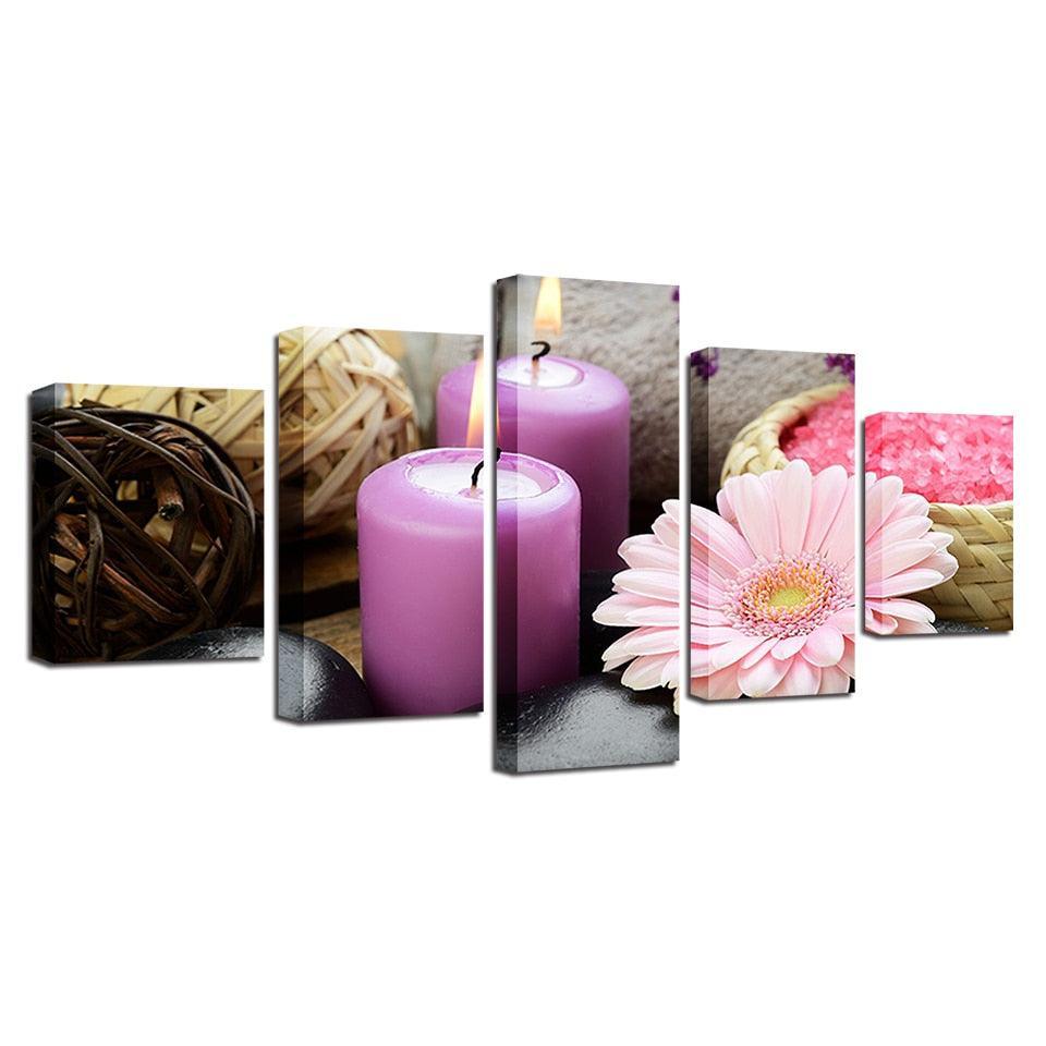 Gerbera Jamesonii Bolus 5 Piece HD Multi Panel Canvas Wall Art Frame-Original Frame