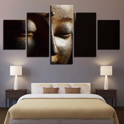 Buddha 5 Piece HD Multi Panel Canvas Wall Art Frame-Original Frame