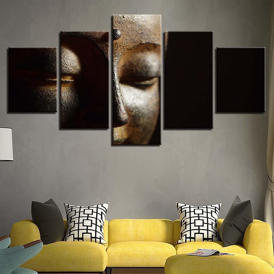 Buddha 5 Piece HD Multi Panel Canvas Wall Art Frame-Original Frame