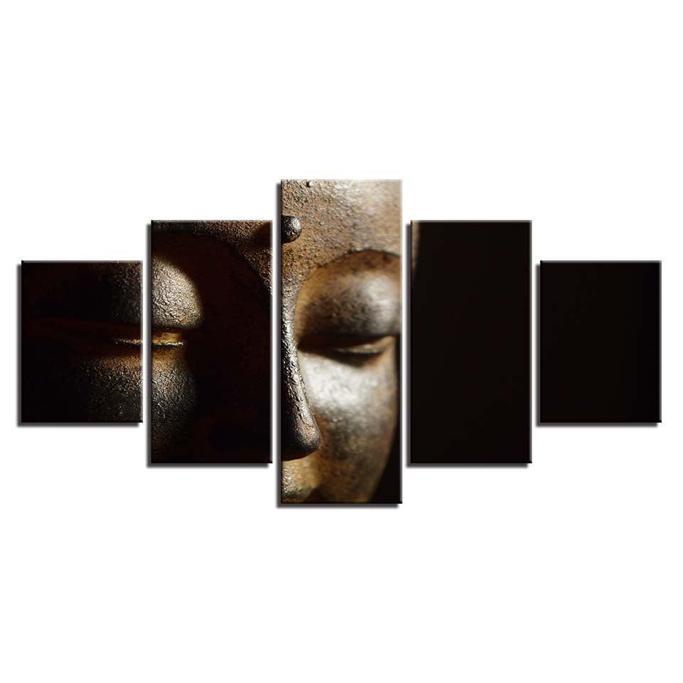 Buddha 5 Piece HD Multi Panel Canvas Wall Art Frame-Original Frame