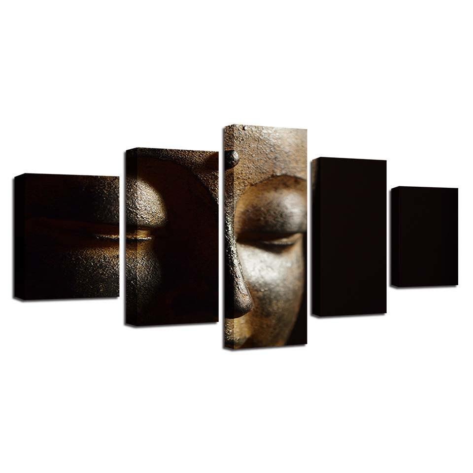 Buddha 5 Piece HD Multi Panel Canvas Wall Art Frame-Original Frame