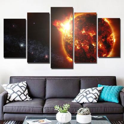 Fireball Planet 5 Piece HD Multi Panel Canvas Wall Art Frame-Original Frame
