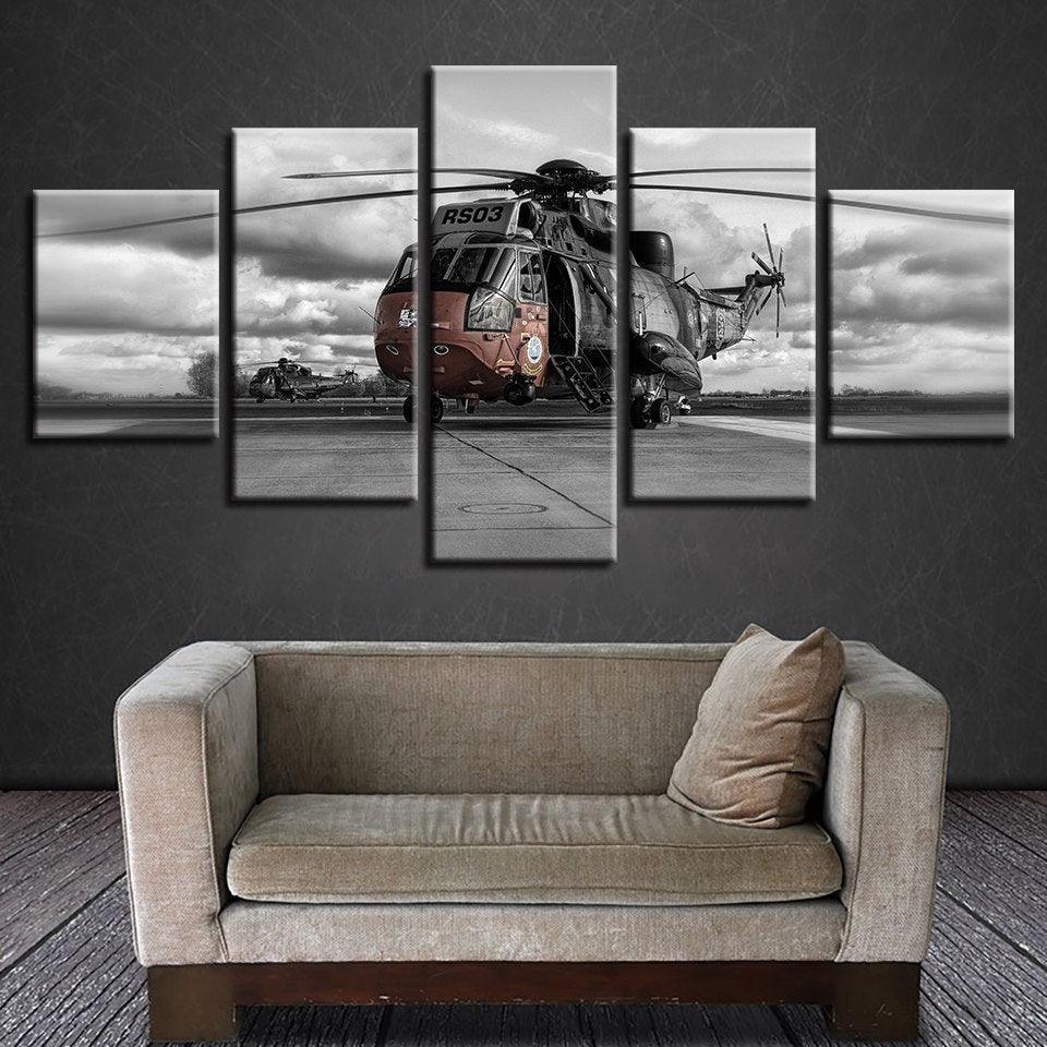 Helicopter 5 Piece HD Multi Panel Canvas Wall Art Frame-Original Frame