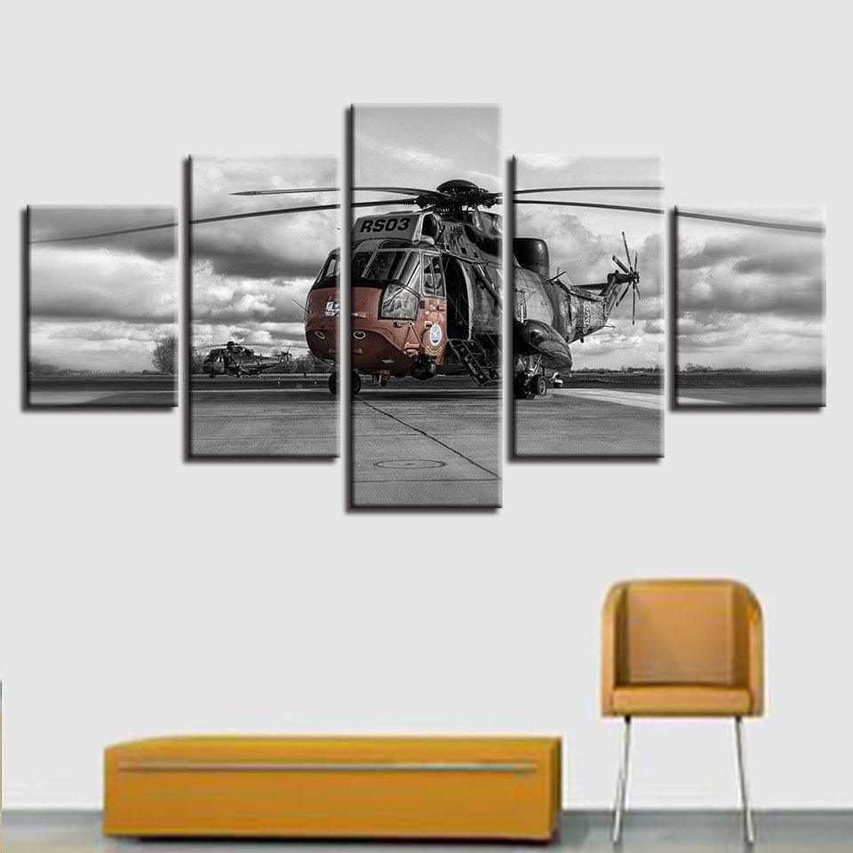 Helicopter 5 Piece HD Multi Panel Canvas Wall Art Frame-Original Frame