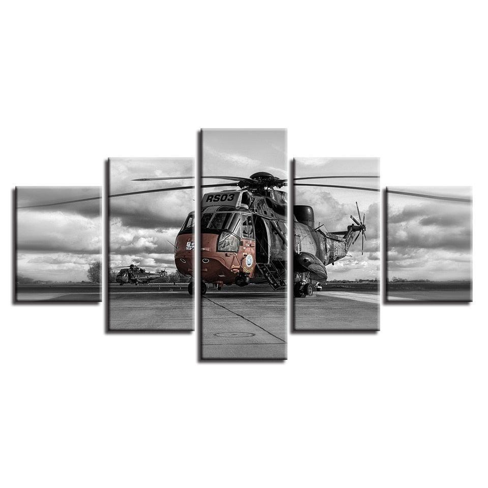 Helicopter 5 Piece HD Multi Panel Canvas Wall Art Frame-Original Frame