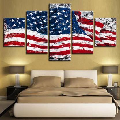 American Flag Abstract 5 Piece HD Multi Panel Canvas Wall Art Frame-Original Frame