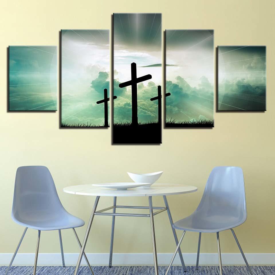 The Light Cross 5 Piece HD Multi Panel Canvas Wall Art Frame-Original Frame
