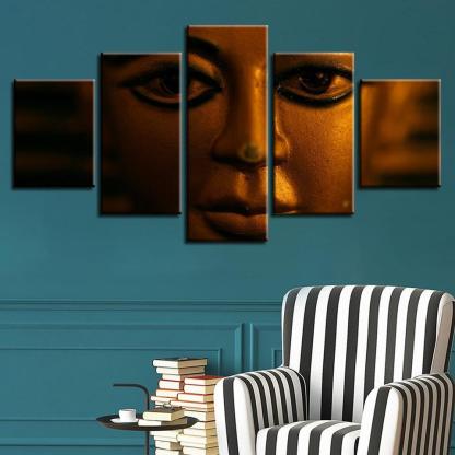 Statue Of The Buddha 5 Piece HD Multi Panel Canvas Wall Art Frame-Original Frame