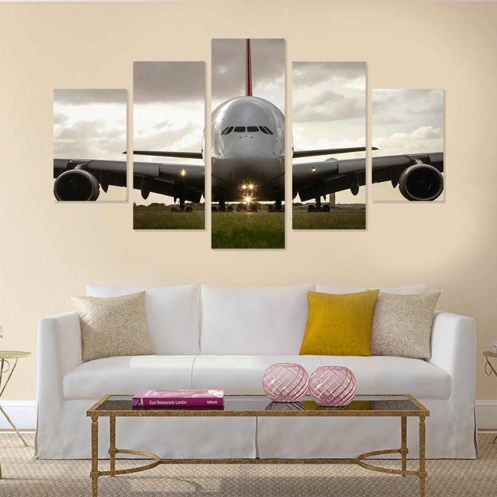 Aircraft Scenery 5 Piece HD Multi Panel Canvas Wall Art Frame-Original Frame