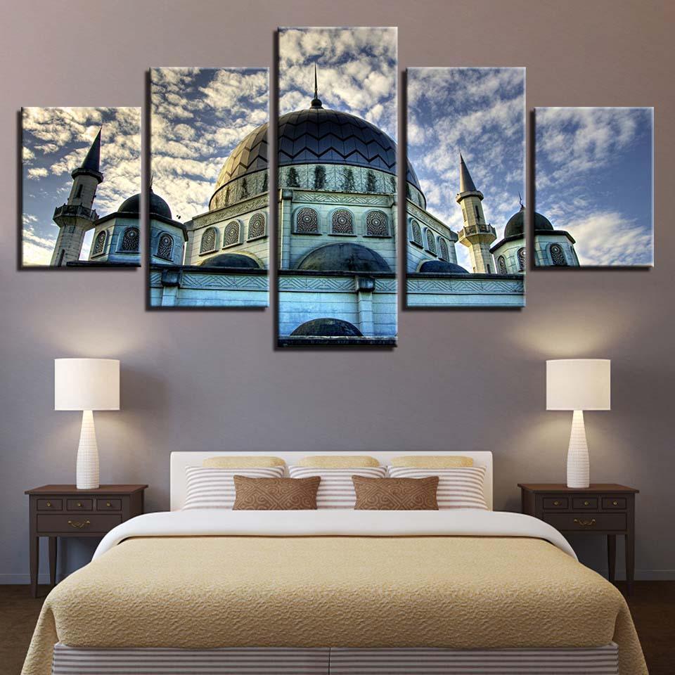 Mosque Islamic 5 Piece HD Multi Panel Canvas Wall Art Frame-Original Frame