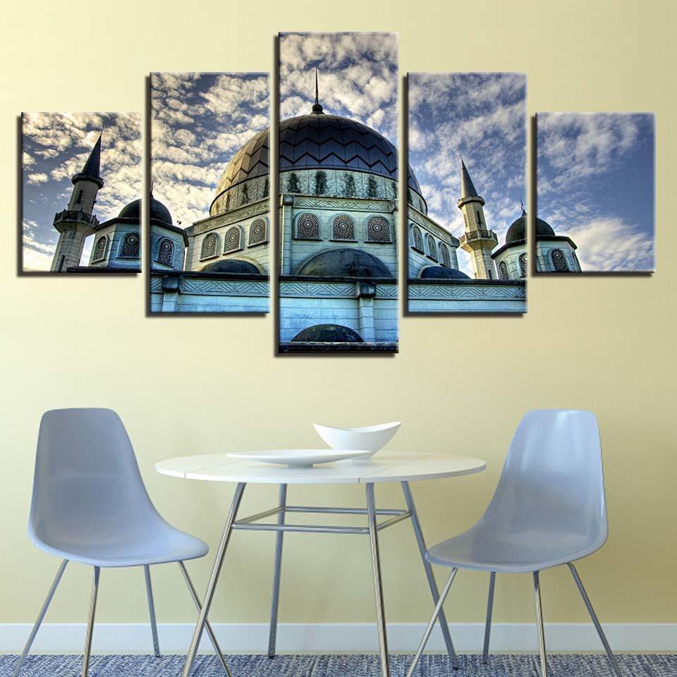 Mosque Islamic 5 Piece HD Multi Panel Canvas Wall Art Frame-Original Frame
