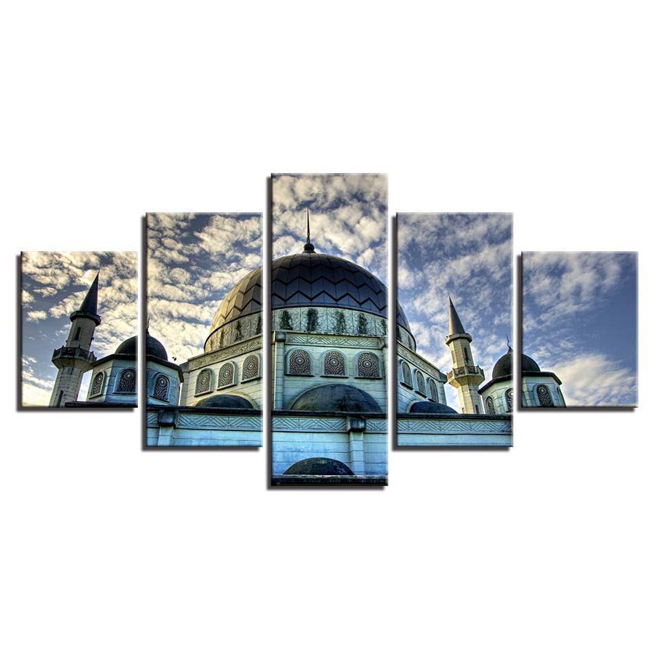 Mosque Islamic 5 Piece HD Multi Panel Canvas Wall Art Frame-Original Frame