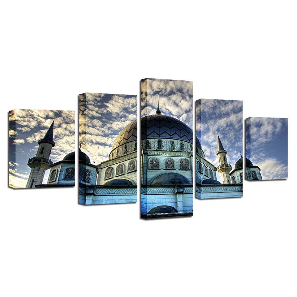 Mosque Islamic 5 Piece HD Multi Panel Canvas Wall Art Frame-Original Frame
