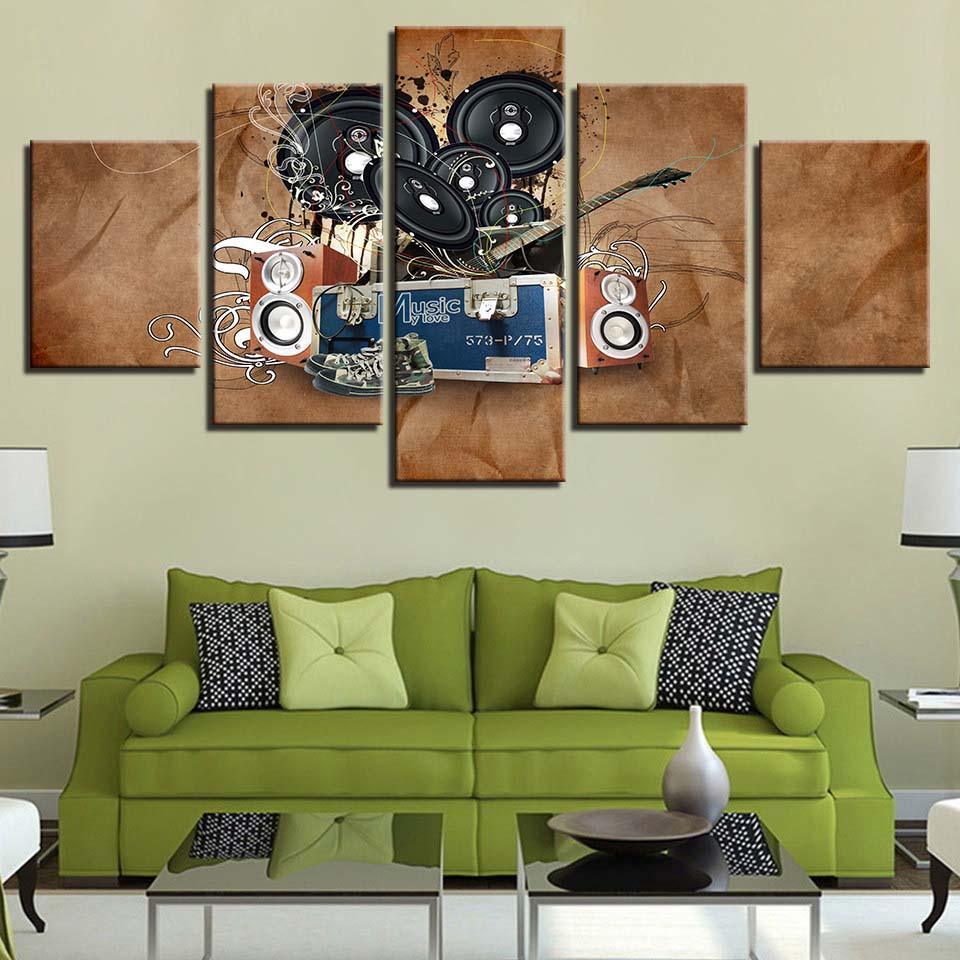 Music Acoustics 5 Piece HD Multi Panel Canvas Wall Art Frame-Original Frame