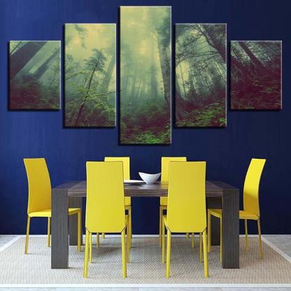 Aurora Forest 5 Piece HD Multi Panel Canvas Wall Art Frame-Original Frame