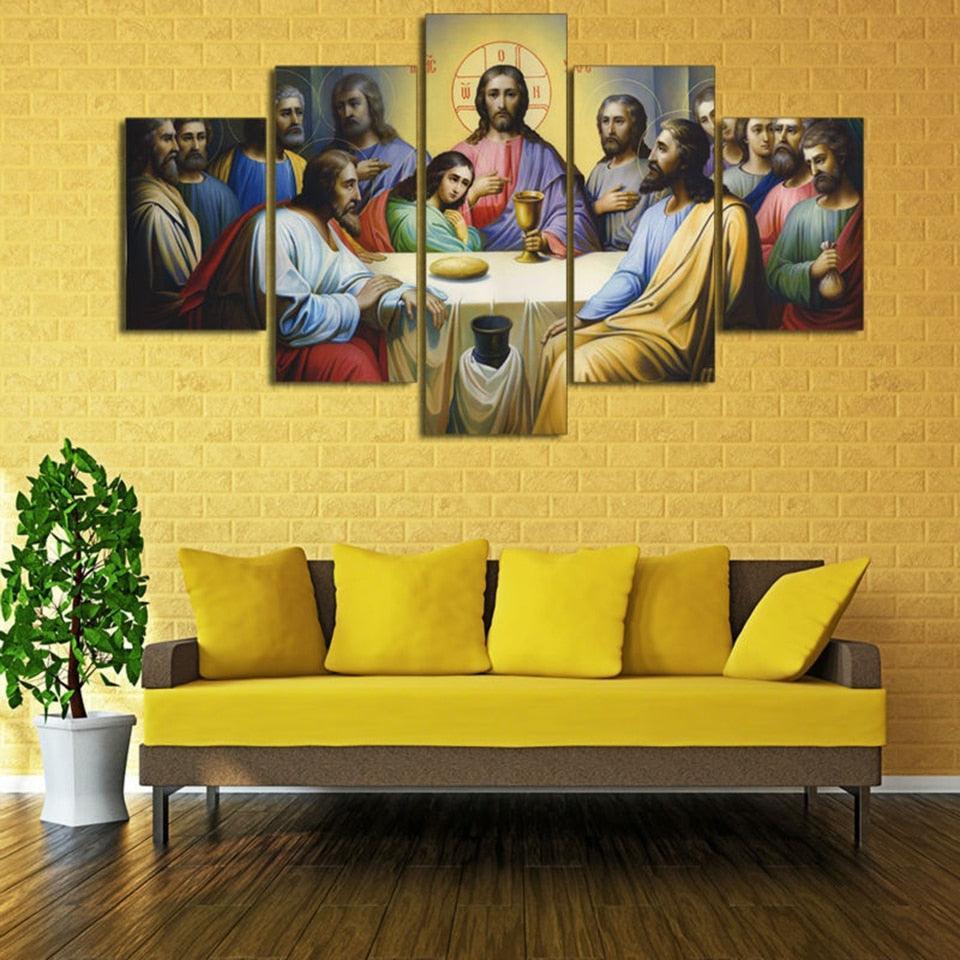 Lord Jesus 5 Piece HD Multi Panel Canvas Wall Art Frame-Original Frame