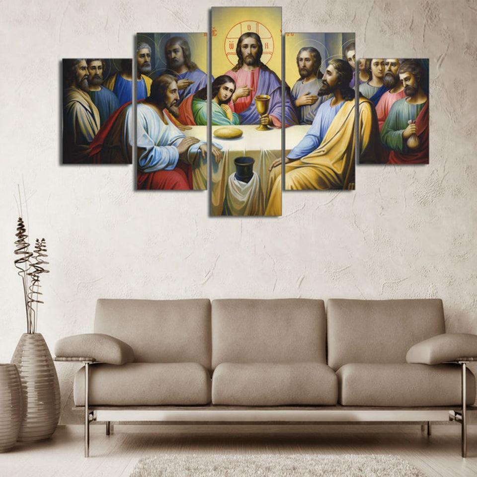 Lord Jesus 5 Piece HD Multi Panel Canvas Wall Art Frame-Original Frame