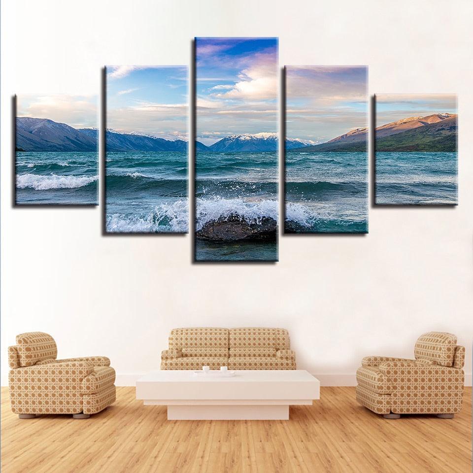 Ocean Spring 5 Piece HD Multi Panel Canvas Wall Art Frame-Original Frame