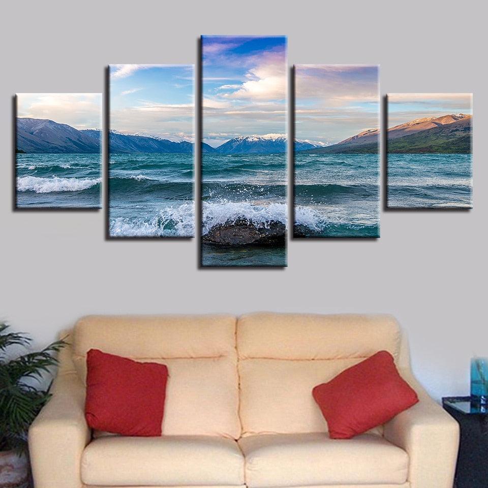 Ocean Spring 5 Piece HD Multi Panel Canvas Wall Art Frame-Original Frame