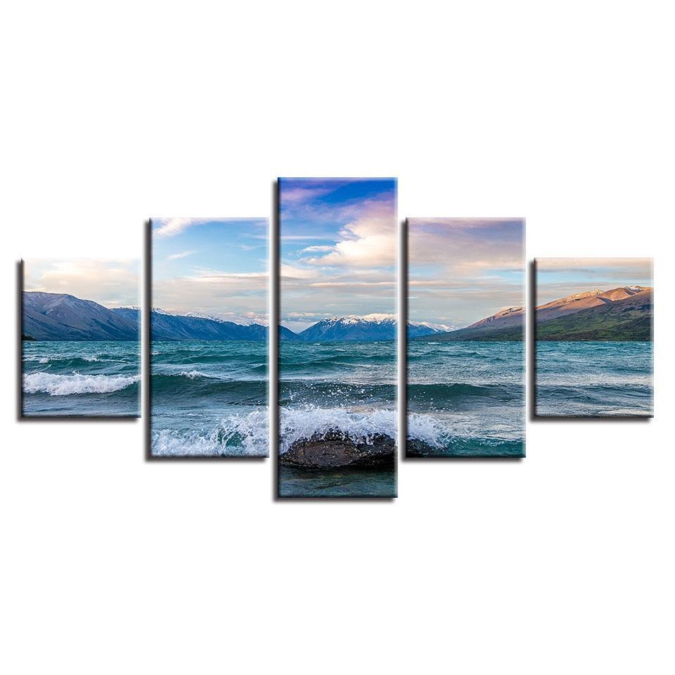 Ocean Spring 5 Piece HD Multi Panel Canvas Wall Art Frame-Original Frame