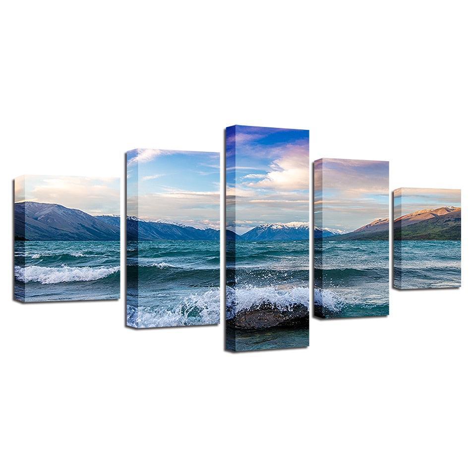 Ocean Spring 5 Piece HD Multi Panel Canvas Wall Art Frame-Original Frame