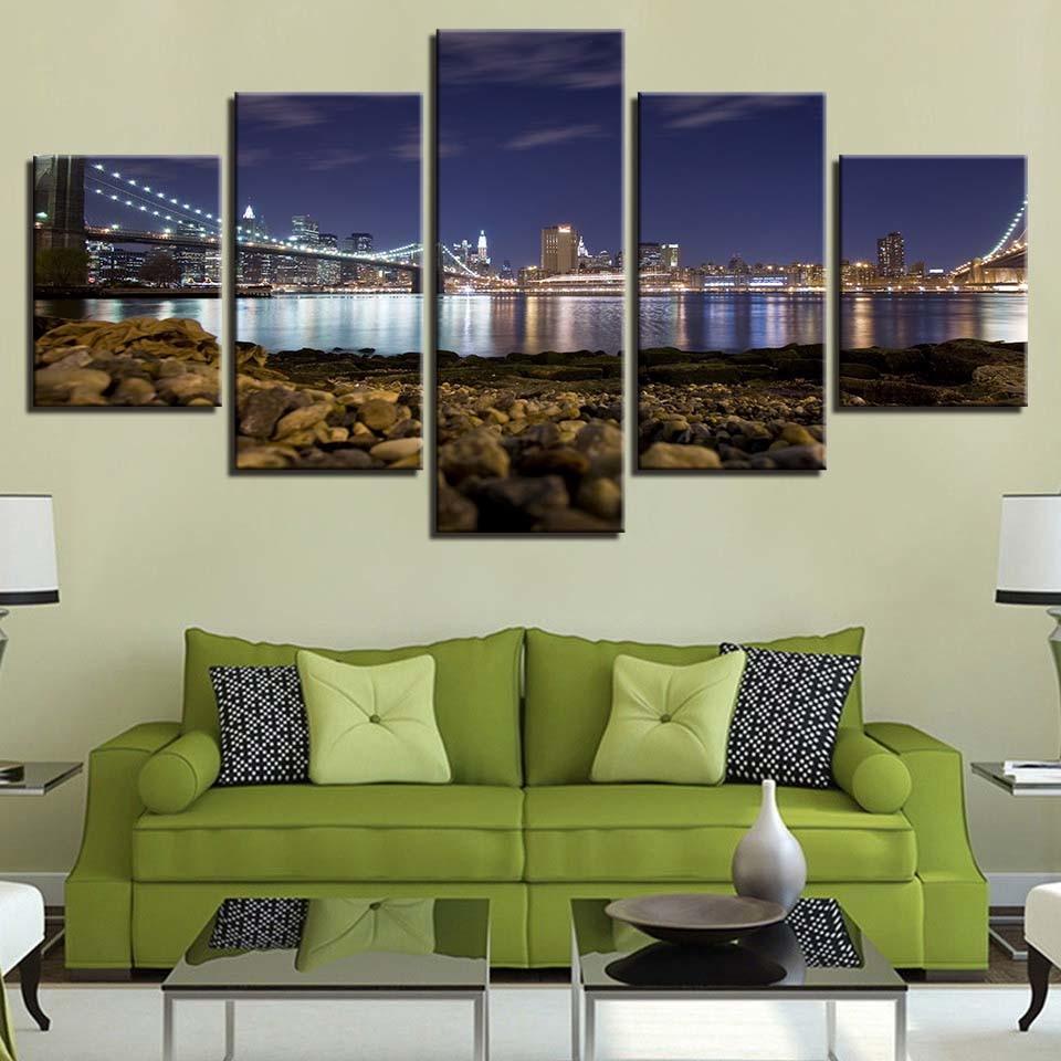 Distant Lights 5 Piece HD Multi Panel Canvas Wall Art Frame-Original Frame