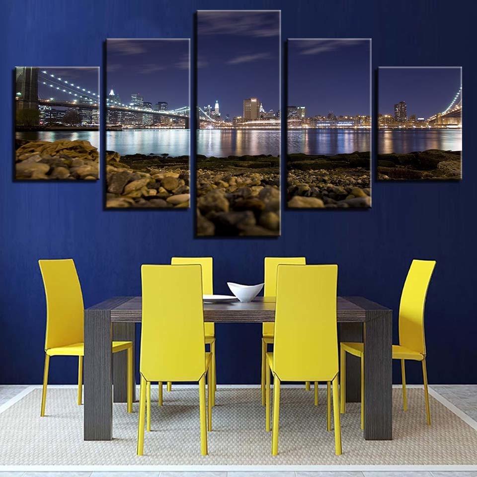 Distant Lights 5 Piece HD Multi Panel Canvas Wall Art Frame-Original Frame