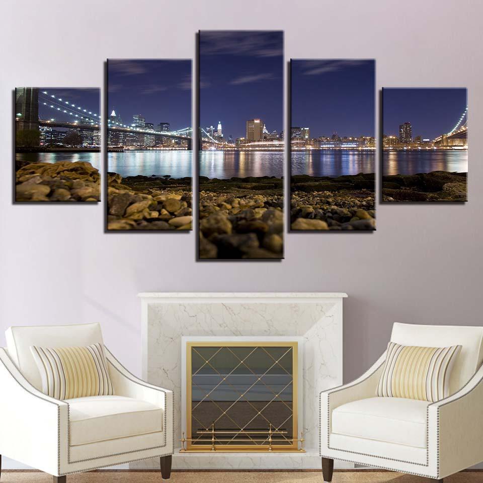 Distant Lights 5 Piece HD Multi Panel Canvas Wall Art Frame-Original Frame