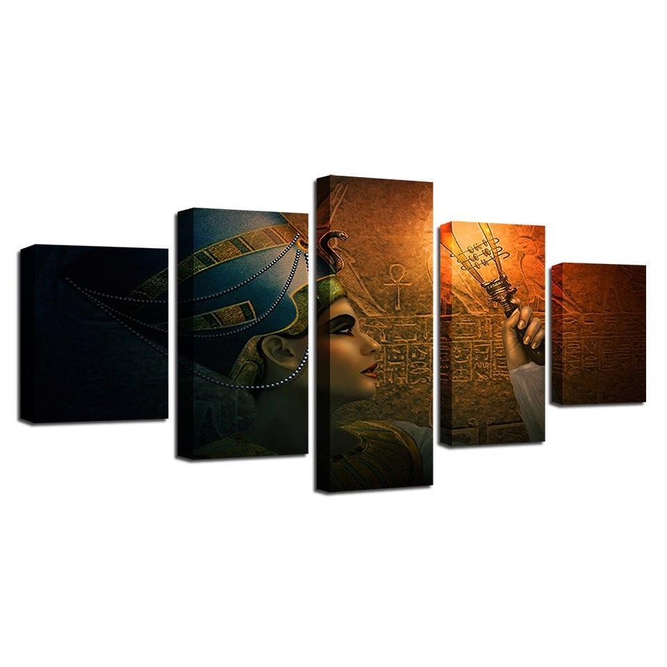 Queens Of Egypt 5 Piece HD Multi Panel Canvas Wall Art-Original Frame