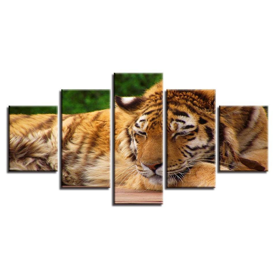 Tiger 5 Piece HD Multi Panel Canvas Wall Art Frame-Original Frame