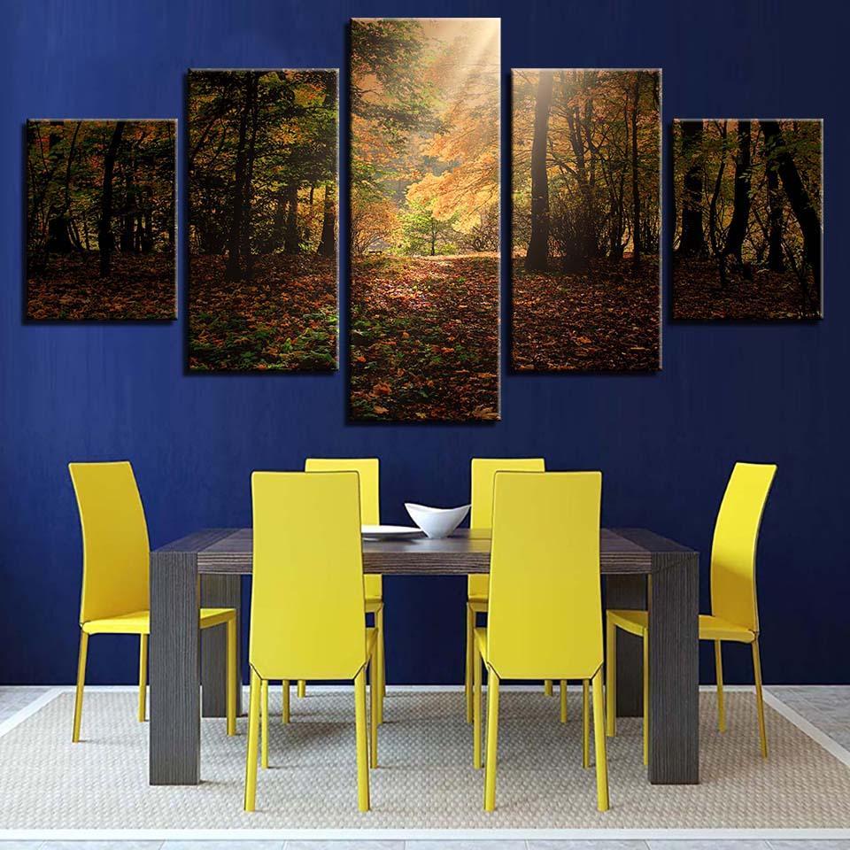 Autumn Light 5 Piece HD Multi Panel Canvas Wall Art Frame-Original Frame