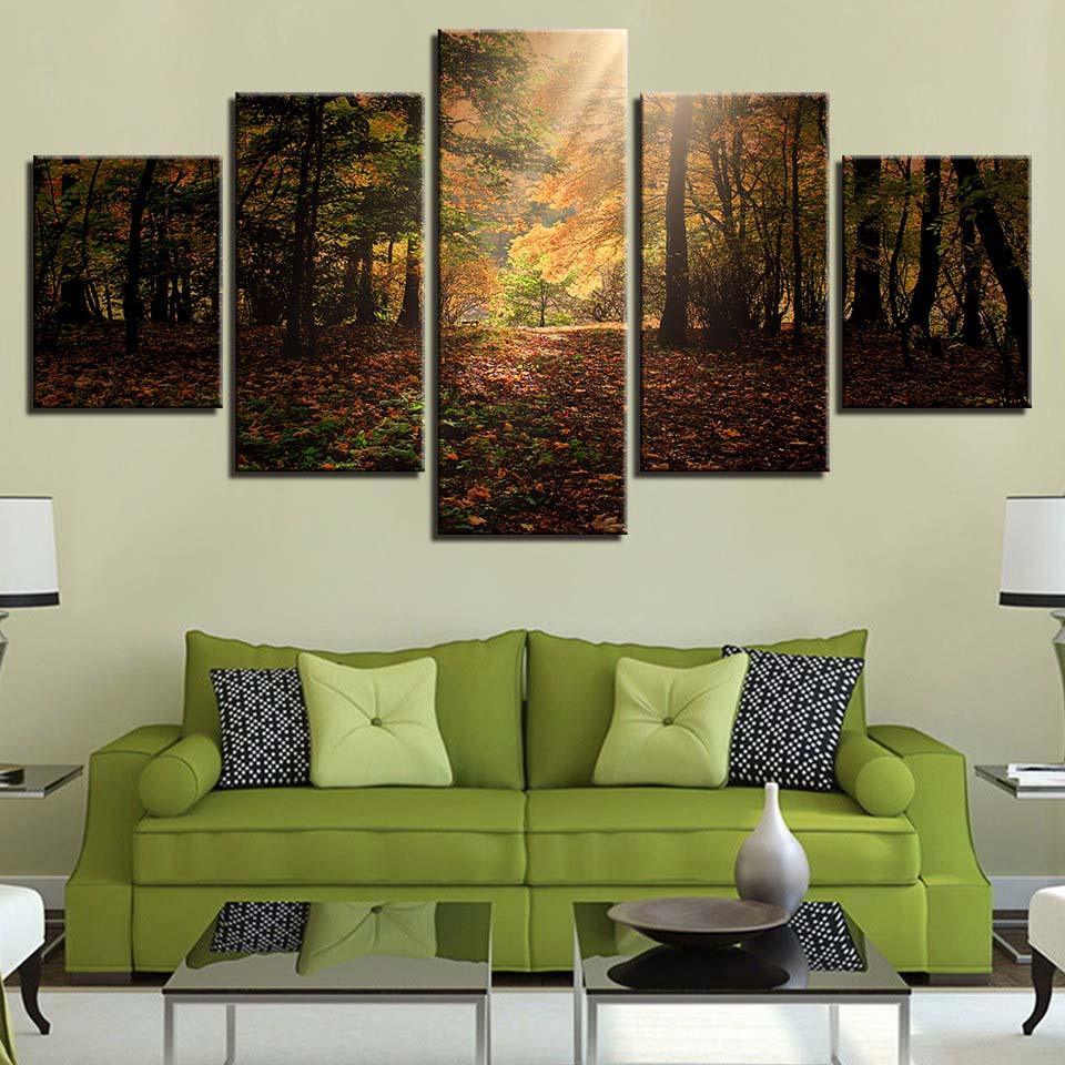 Autumn Light 5 Piece HD Multi Panel Canvas Wall Art Frame-Original Frame