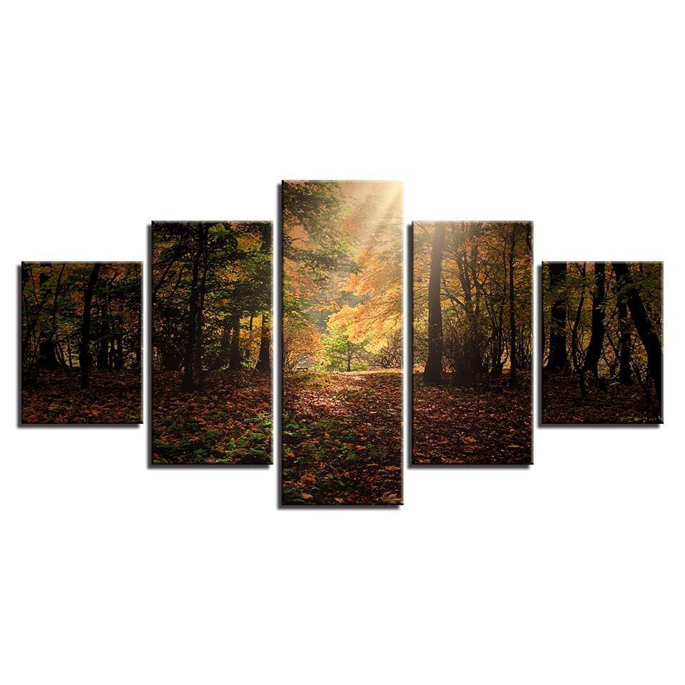 Autumn Light 5 Piece HD Multi Panel Canvas Wall Art Frame-Original Frame