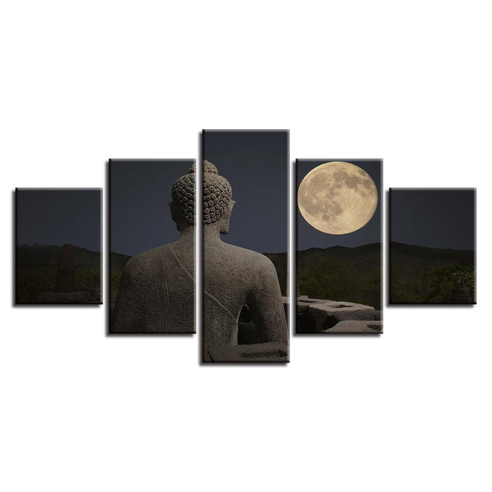 Figure Of The Buddha 5 Piece HD Multi Panel Canvas Wall Art Frame-Original Frame