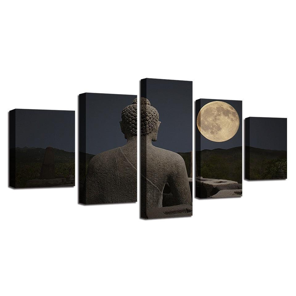 Figure Of The Buddha 5 Piece HD Multi Panel Canvas Wall Art Frame-Original Frame