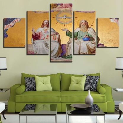 Jesus and Disables 5 Piece HD Multi Panel Canvas Wall Art Frame-Original Frame