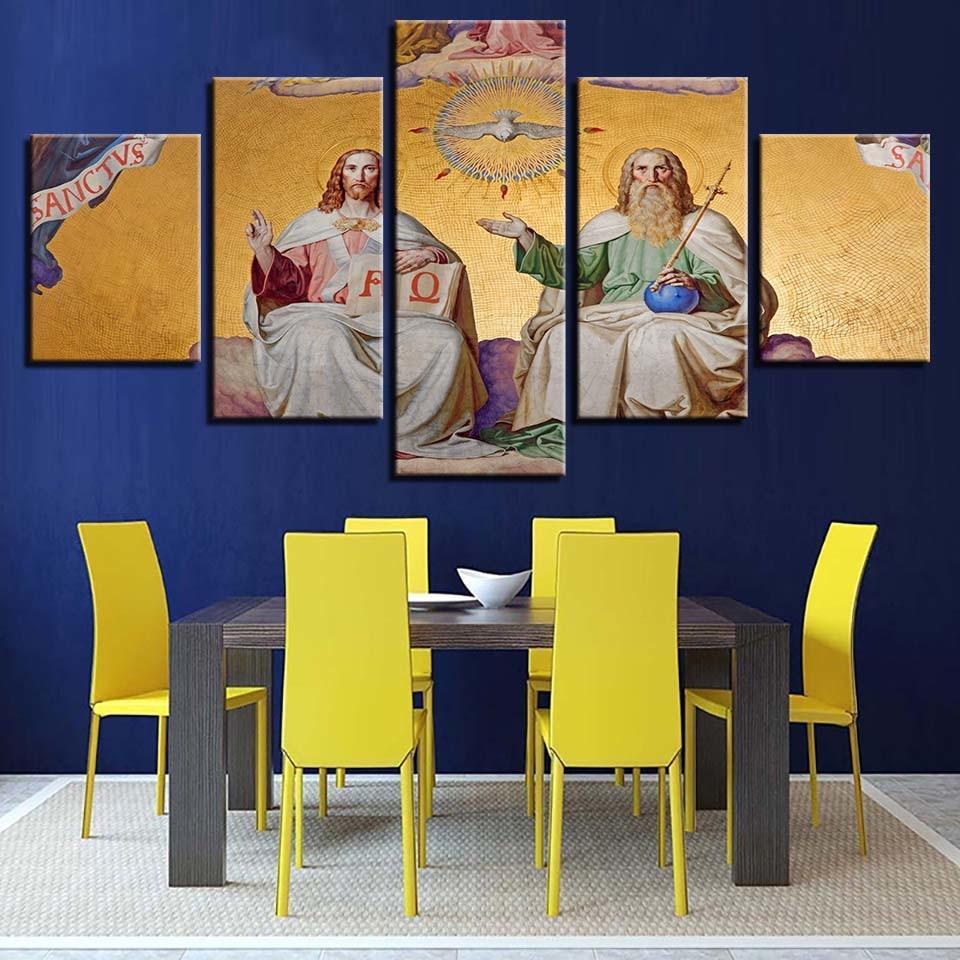 Jesus and Disables 5 Piece HD Multi Panel Canvas Wall Art Frame-Original Frame