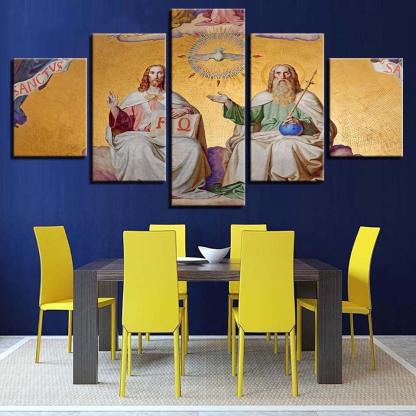 Jesus and Disables 5 Piece HD Multi Panel Canvas Wall Art Frame-Original Frame