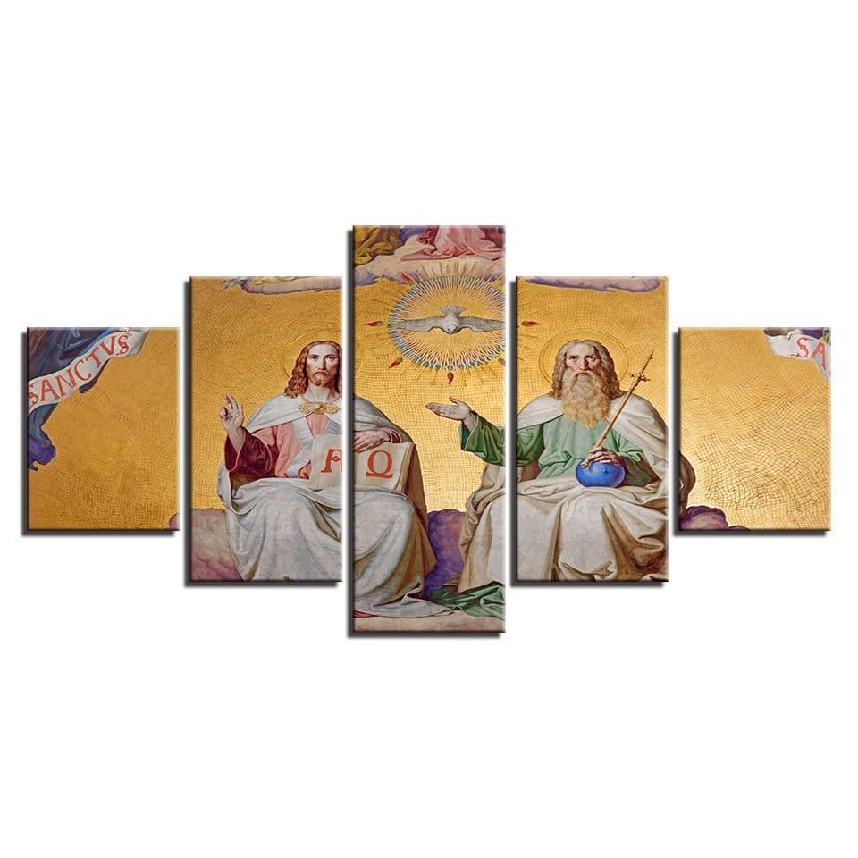 Jesus and Disables 5 Piece HD Multi Panel Canvas Wall Art Frame-Original Frame