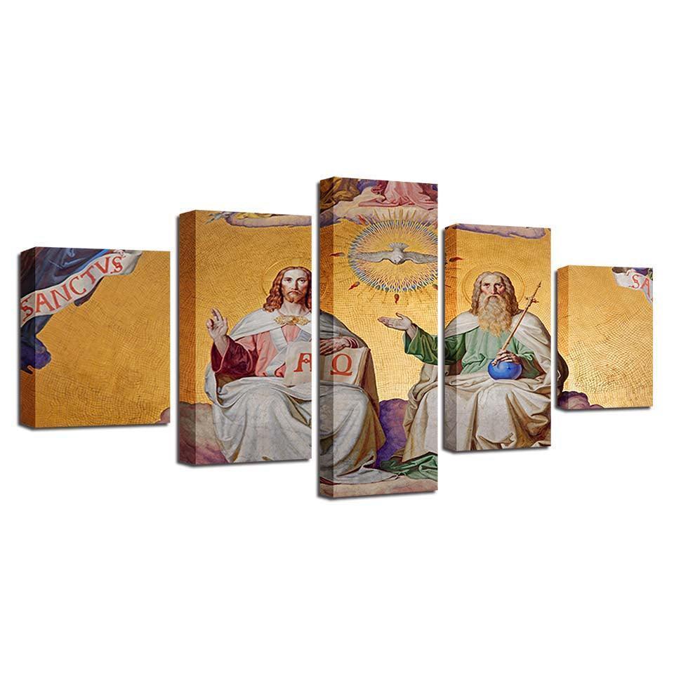 Jesus and Disables 5 Piece HD Multi Panel Canvas Wall Art Frame-Original Frame