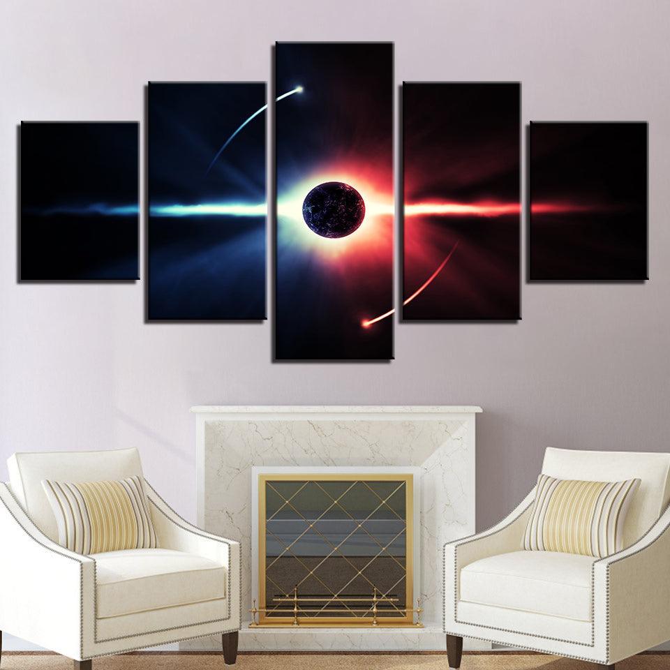 Outer Space 5 Piece HD Multi Panel Canvas Wall Art Frame-Original Frame