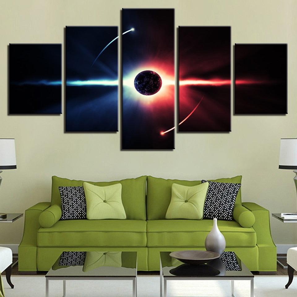 Outer Space 5 Piece HD Multi Panel Canvas Wall Art Frame-Original Frame