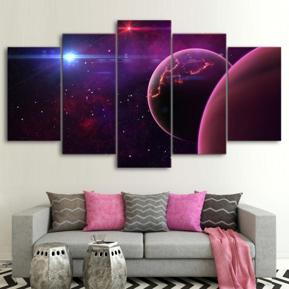Cosmos Space 5 Piece HD Multi Panel Canvas Wall Art Frame-Original Frame
