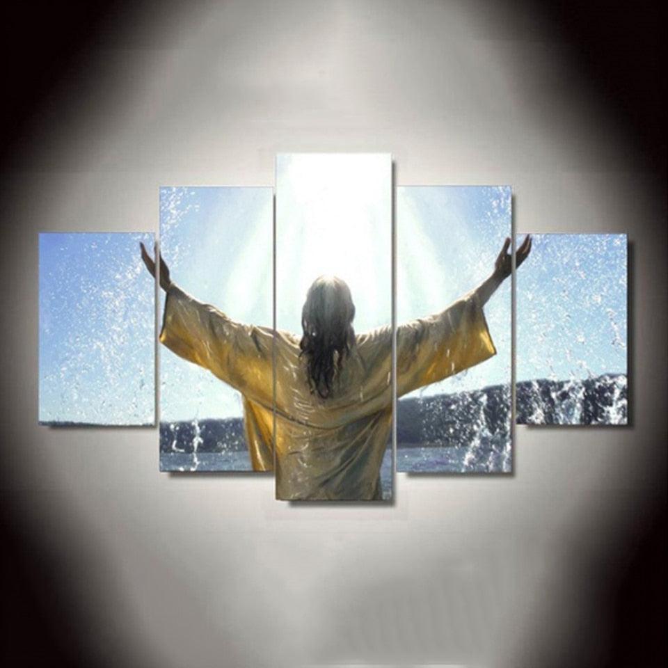 Jesus to God 5 Piece HD Multi Panel Canvas Wall Art Frame-Original Frame