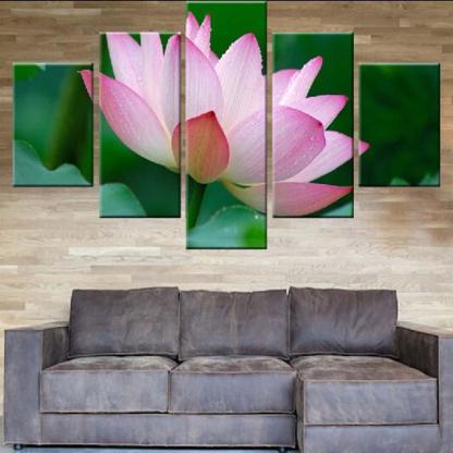 Enchanting Lotus 5 Piece HD Multi Panel Canvas Wall Art Frame-Original Frame