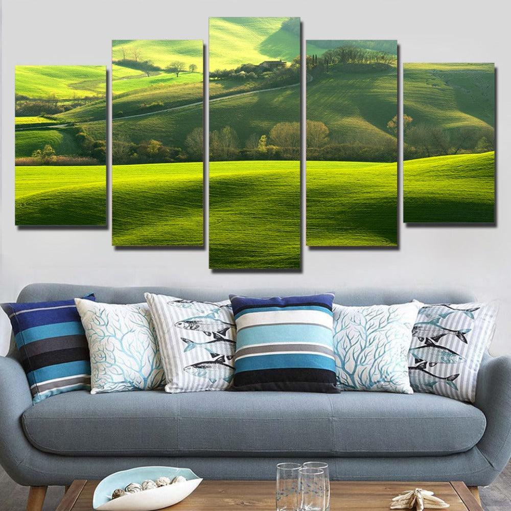 Trees Sunshine Landscape 5 Piece HD Multi Panel Canvas Wall Art-Original Frame