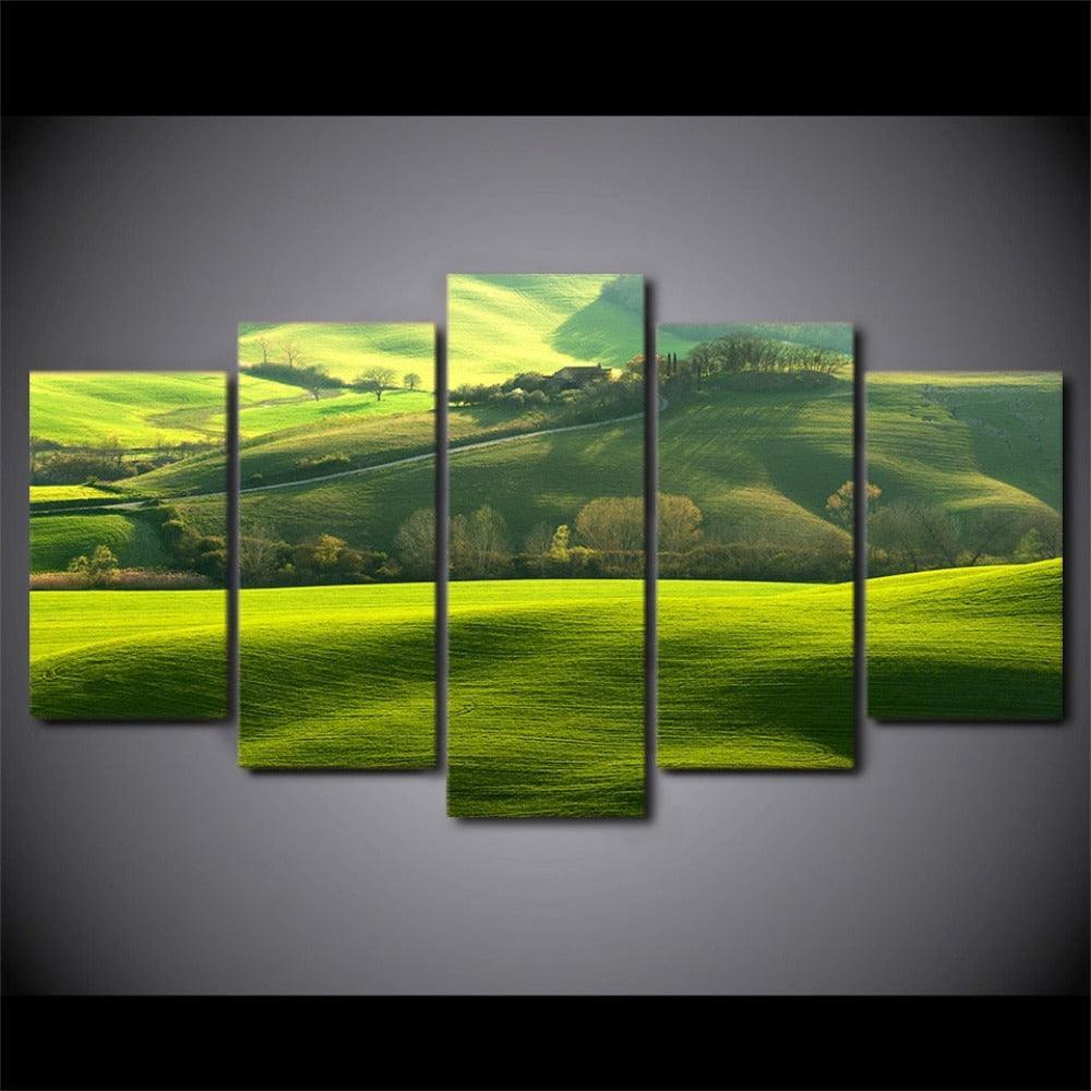 Trees Sunshine Landscape 5 Piece HD Multi Panel Canvas Wall Art-Original Frame