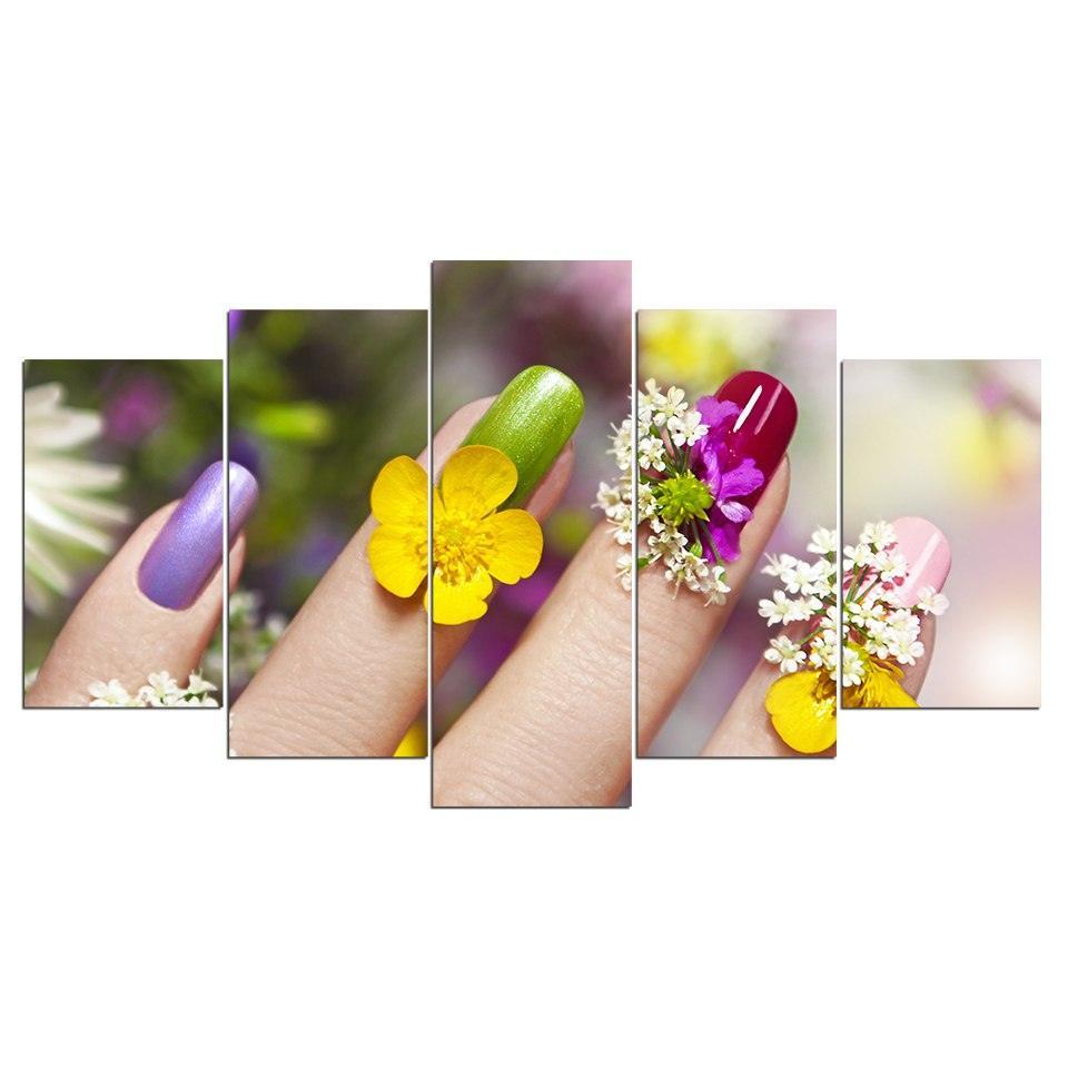 Flower Art 5 Piece HD Multi Panel Canvas Wall Art Frame-Original Frame